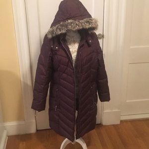 Purple Eddie Bauer knee length puffer winter coat